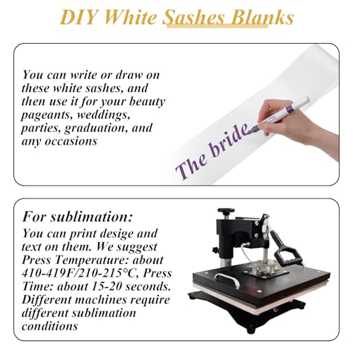 45 Pcs White Blank Satin Sashes Bulk, Plain Pageant Sashes for DIY Sublimation, Slogan Blessing Accessory Wedding Graduation Birthday Party Supplies, 31.5 x 3.7 Inch