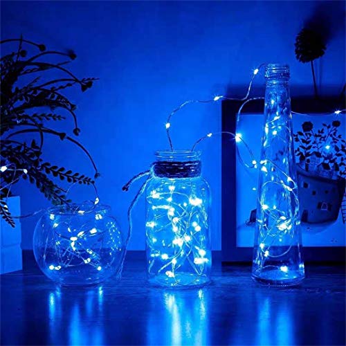 2 Pack with Timer Function Battery Operated Dewdrop Led Lights,Mini Fairy Lights for Home Parties Christmas/Halloween Holiday Decoration,6 Hours on/18 Hours Off,30 LEDs,10 Feet (Blue)