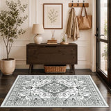 3x5 Washable Area Rug for Bedroom, Light Grey