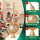 Glass Spherical Christmas Tree Topper Finial Christmas Ornaments with Carved Flowers Holiday Indoor Suitable for Home Party Decoration, 9.8inches, Golden
