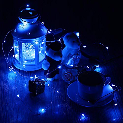 3 Pack Fairy Lights Battery Operated 6.6ft 20 Led Mini String Lights Silver Wire Starry Lights for DIY Wedding Party Festival Halloween Christmas (Blue)