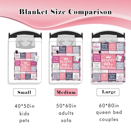 60th Birthday Gifts for Women, 60th Birthday Decorations for Woman, Best Gifts for 60th Birthday, Cool 60th Birthday Gifts, 1966 Birthday Gifts Blanket 50"x60", 60 Year Old Birthday Gift Ideas