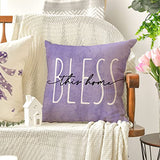 AVOIN colorlife Lavender Home Sweet Home Spring Throw Pillow Covers, 18 x 18 Inch Purple Summer Cushion Case for Sofa Couch Set of 4