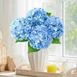 3 Pcs 21" Real Touch Blue Hydrangea Artificial Flowers with Stems, Fake Silk Flowers for Outdoors, Artificial Flowers for Home Decor Wedding Bouquets Centerpieces Vase
