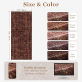 Washable Hallway Runner Rug 3'x7', Vintage Medallion, Dark Red