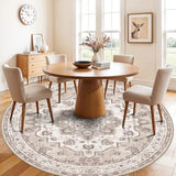 6ft Washable Kitchen Round Rug: Non-Slip Circle Area Rug for Living Room Dining Room Under Table Low Pile Soft Circular Carpet Water Resistant Durable Mat for Newlywed Cozy Home Decor(6ft-Round,Beige)