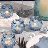 48 Pcs Blue Round Candle Holders Bulk Glass Candle Holders