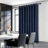 Deconovo Blackout Curtains 2 Panels for Bedroom and Living Room, Gold Foil Wave Lines and Dots, Thermal Insulated Room Darkening Grommet Window Drapes for Nursery, Navy Blue, 52W x 84L Inch