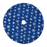 Bunny Chorus Christmas Tree Skirt, 36 inches Blue Mercerized Velvet Skirt with Silver Sequin Snowflake for Rustic Xmas Tree Holiday Decorations