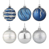 Sattiyrch Christmas Ball Ornaments 30ct, 60mm/2.36" Shatterproof Plastic Decorative Xmas Balls Ornaments Set (Blue and Silver)