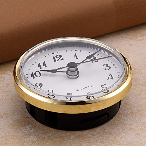 Hicarer 2.8 Inch/ 70 mm Quartz Clock Insert, Gold Trim, Arabic Numeral, Quartz Movement (Gold Trim)