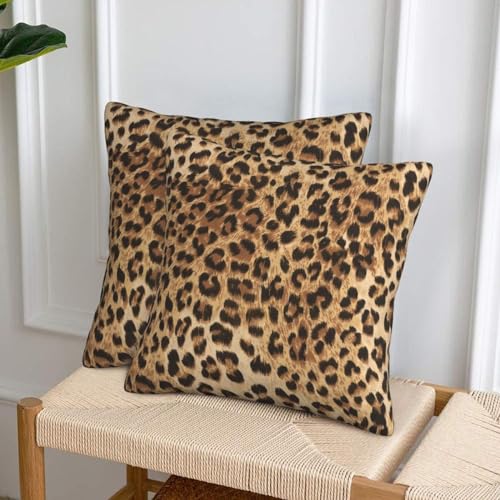 Leopard Print Pillow Covers 18x18 in Couch Cheetah Print Pillow Case Sets of 2 Modern Decorative Square Throw Pillows for Home Living Room Bedroom Bed Cushion Outdoor
