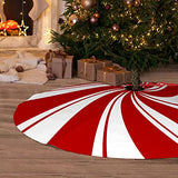 48 Inch Red Swirl Christmas Tree Skirt Sweet Candy Cane Red and White Ornaments Home Party Decoration
