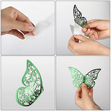 Bememo 72 Pieces 3D Butterfly Wall Decals Sticker Decal Wall Decor Art Decorative Sticker 3 Sizes for Room Offices Bedroom Bathroom Living Room Decor(Light Green)