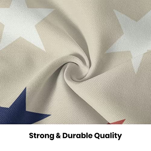 4th of July Throw Pillow Cover, 18x18 Inch Set of 2 Blue Red White Stars Patriotic Decorative Outdoor Cushion Cover Independence Memorial Day Pillow Cases Linen Farmhouse for Sofa Couch Bed