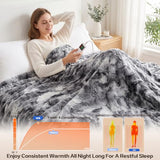 Electric Heated Blanket Throw Size 50"x60", Soft Sherpa Faux Fur Heating Blanket with 10 Adjustable Heat Settings, Fast Heating, 1-8 Hour Timer Auto Shut Off & Overheat Protection & Machine Washable