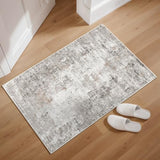 2x3 Washable Non-Slip Area Rug - Soft Low Pile Throw Rug for Kitchen Entryway Bedroom - Modern Indoor Door Mat with Rubber Backing (Beige Grey)