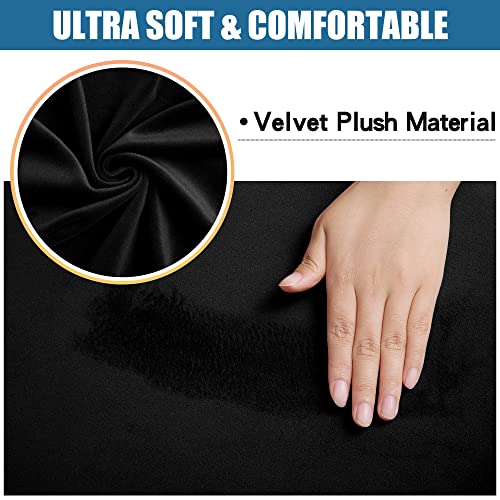 Smiry Velvet Seat Covers for Dining Room Chair Set of 4, Stretch Fit Removable Washable Chair Seat Cushion Protector Slipcovers with Ties, Black