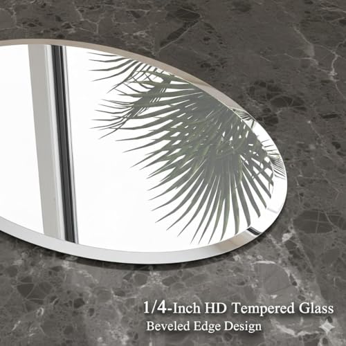 Frameless Oval Bathroom Mirror, 20x28 Inch Beveled Edge Vanity Wall Mirror for Over Sink, Modern Decorative Mirror for Bathroom, Bedroom, Entryway