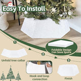 White Christmas Tree Collar for 9 ft Tree Foldable 31.49 Inch Sequin Christmas Tree Ring Velvet Tree Skirt Cover for Xmas Pencil Tree Holiday Decor