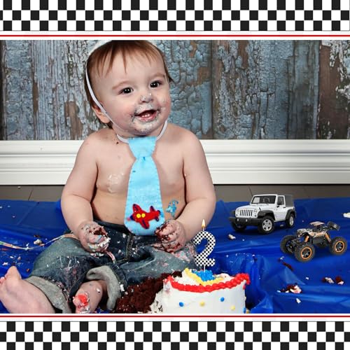 Racing Cars Themed Birthday Candle Number 2 Checkered Candle Birthday Party Decoration Cake Topper for Racing Car Party Decoration Theme Party Supplies (Number 2)