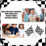 Racing Cars Themed Birthday Candle, Checkered Flag Number Candles Black and White Candles Happy Birthday Cake Topper Party Decorations for Boys Racing Cars Themed Party Supplies (Number 2)