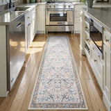 Boho Kitchen Runner Rugs Non Skid Washable, Floral Hallway Runner Rug 8 ft, Soft Flower Botanical Indoor Throw Carpet for Entry Entrance Bedroom Bedside Laundry Room, Beige