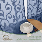 Dusty Blue Sheer Curtains 84 Inches Long 2 Panels Set for Bedroom Living Room, Soft Solid Airy Elegant Geometric Jacquard Clip Light Filtering Curtains Drapes, 2Pcs Total Wide 84" Inch