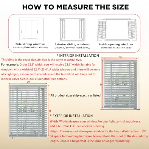 2" Slats Wood Blinds for Indoor Windows: Solid Wooden Blackout Blinds & Shades,Black Out Privacy Horizontal Blinds for Home Bedroom Bathroom Living Room Windows 22.5" WX48 H Black