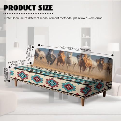Running Horse Futon Couch Covers Full Size Ethnic Style Furniture Protector Aesthetic Decor Easy Going Stretch Sofa Slipcover Washable