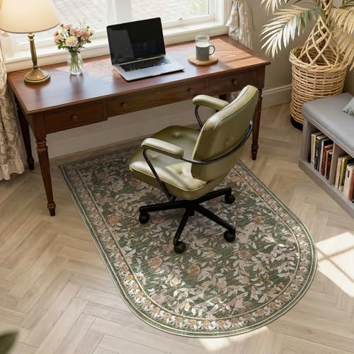 jinchan Arched 3x5 Floral Vintage Washable Area Rug, Green