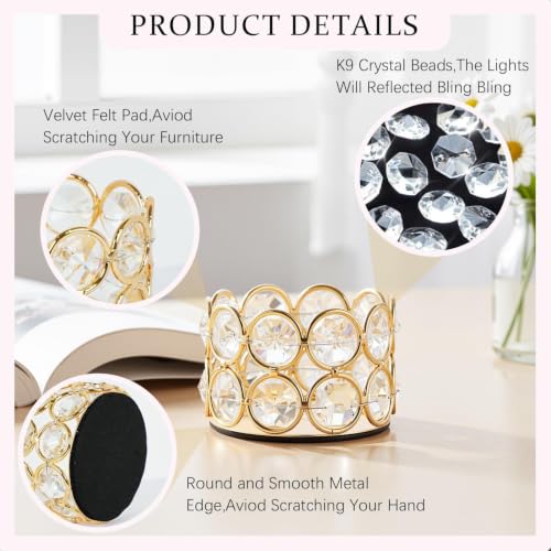 Pack of 6 Gold Crystal Tea Light Candle Holders