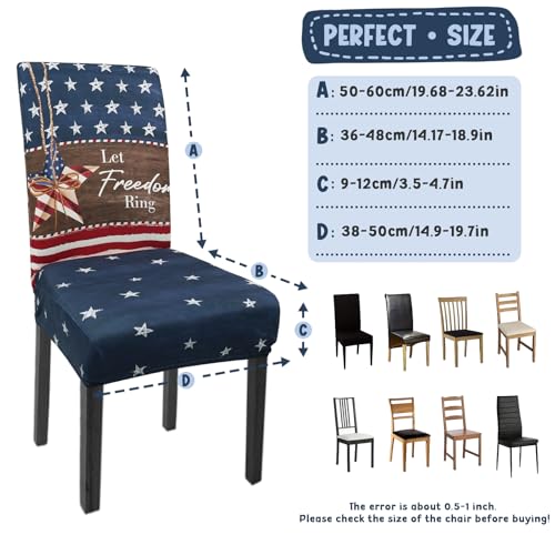 4th of July Chair Covers Set of 4 American Flag Stars Butterfly Patriotic Decor Stretch Parsons Chair Slipcovers for 4th of July Dining Room Decor Chairs Seat Protectors (Flag Striped Butterfly,4PCS)
