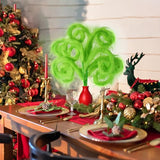 Vloso 6 Pcs Christmas Tree Topper,17 Inch Christmas Tree Ornament,Green Furry Christmas Picks for Tree Decorations