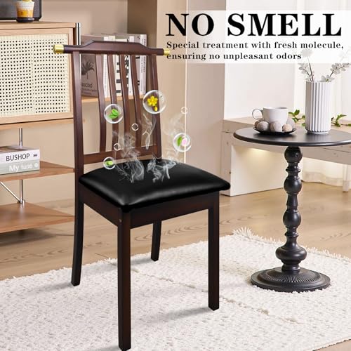 Pu Leather Dining Chair Seat Covers Set of 4, Waterproof Dining Seat Covers Stretch Chair Covers for Dining Chairs/Kitchen Room/Hotel, Odorless Seat Covers for Kitchen Chairs (Black - 4 PCS)