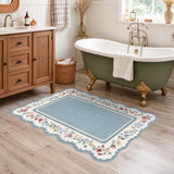 HAOYUNLAI Washable 2x3 Scalloped Floral Entryway Area Rug Low‑Pile Carpet