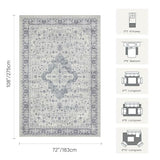 6x9 Washable Area Rug for Living Room,Blue Quartz