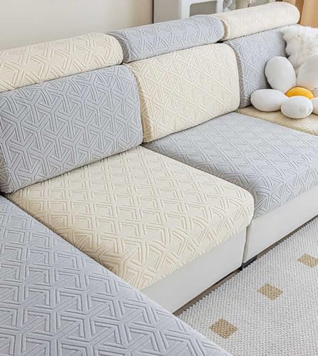 Stretch Sofa Slipcover Sofa Cover Furniture Protector Couch Soft with Elastic Bottom for Kids, Polyester Spandex Jacquard Fabric (BeigeYellow,Width: 75-95cm Length: 135-165cm)