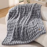 Bedsure Soft Double-Sided Faux Fur Throw XL Blanket, Silver Grey, 50"x70"