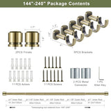 1 1/8 Inch Diameter Curtain Rods 144 to 240 Inches(12-20ft), Telescoping Heavy Duty Large Drapery Rod with Adjustable Aluminum Alloy Bracket, Solid End Caps for Windows Decoration, Antique Bronze