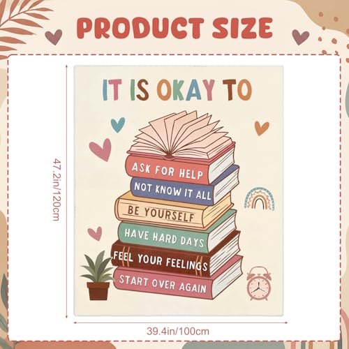 Capoda 3.3 x 4 ft Calming Corner Classroom Rug Inspirational Soft Fluffy Classroom Rug Carpet Mental Health Back to School Decor for School Bedroom Reading Corner(It is Okay to Feel)