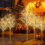Aurelema 6 Pcs Lighted Birch Tree 8 Modes Christmas Artificial LED Lights Birch Tree for Indoor and Outdoor Home Decor Thanksgiving Christmas Holiday Decoration (4ft 5ft 6ft,Warm White)
