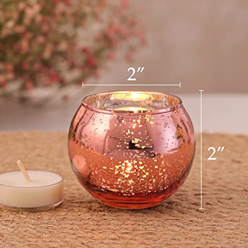 24PCS Rose Gold Votive Candle Holders for Table Centerpieces
