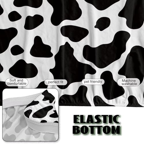 Classic Cow Print Stretchy Sofa Couch Slipcover with Elastic Bands Non Slip & Dustproof Protector Futon Covers Armless Sofa Couch Slipcover