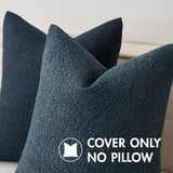 MIULEE Textured Boucle Lumbar Pillow Cover for Bed 12x20 Dark Blue