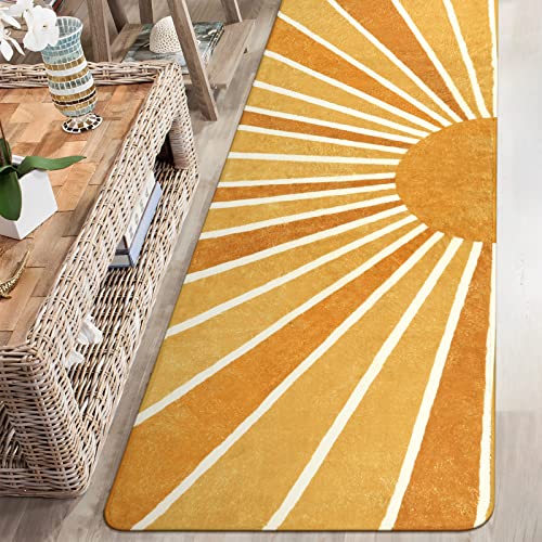 Lahome Boho Hallway Runner Rug 2x6, Non-Slip Washable Rainbow Sun Rug