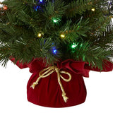 National Tree Company 24 in Pre-Lit Majestic Fir Artificial Christmas Tree, 35 Multicolor Lights, 71 Tips, Timer, Red Cloth Base, Green