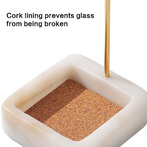 Incense Holder, Unique Marble Incense Stick Holder, 100% Anti-Ash Flying, Brass Incense Holder for Sticks, Incense Burner Holder for Meditation Yoga (White)