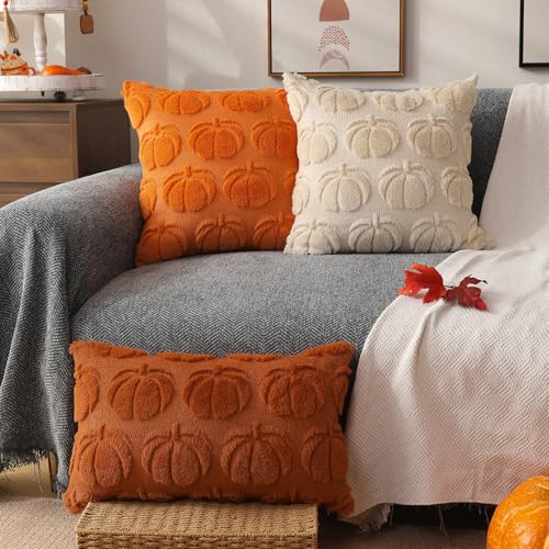 DFXSZ Fall Pillow Covers 12x20 2Pcs Rust Pumpkin Fall Decorations for Home