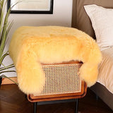 LLB Genuine Sheepskin Area Rug Wool Rug Fur Carpet Fluffy Shaggy Fur Rug for Living Room Kids Bedroom Real Sheepskin Throw Lambskin Rugs Sofa Mat Chair Seat Covers (Yellow, 2 x 3 ft Sheepskin)